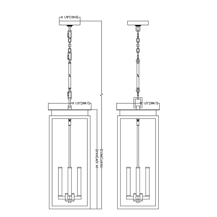4 Light Outdoor Chain Mount Ceiling Fixture