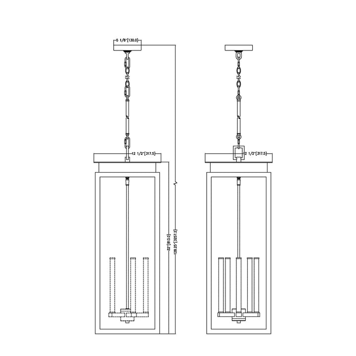 5 Light Outdoor Chain Mount Ceiling Fixture