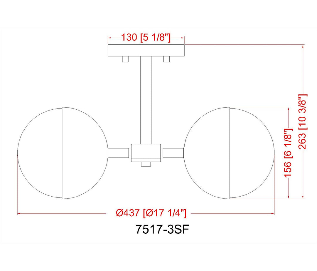 3 Light Semi Flush Mount