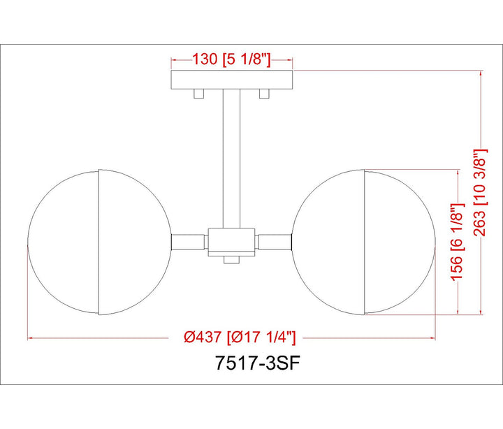 3 Light Semi Flush Mount