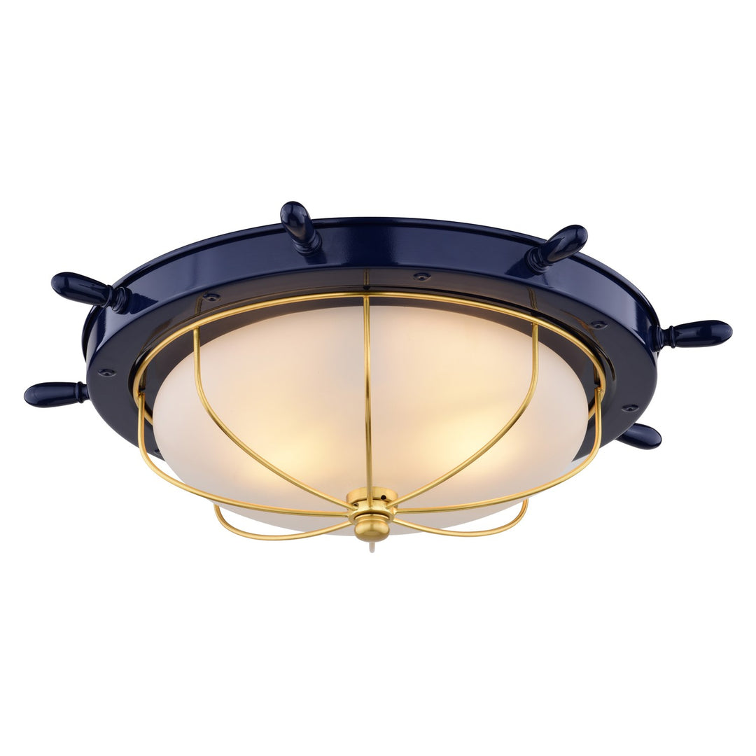 15-In. W Flush Mount Navy Blue And Matte Gold by Vaxcel International