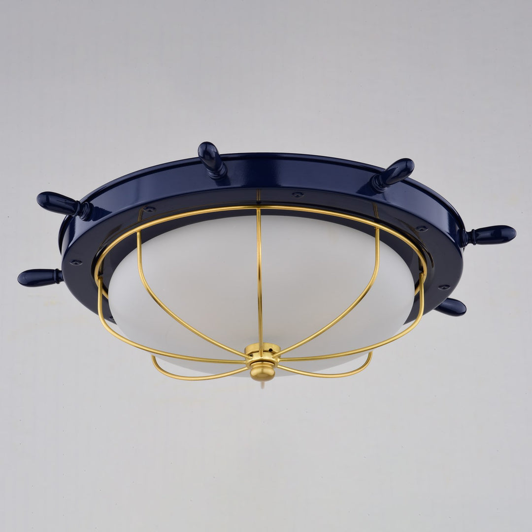 15-In. W Flush Mount Navy Blue And Matte Gold