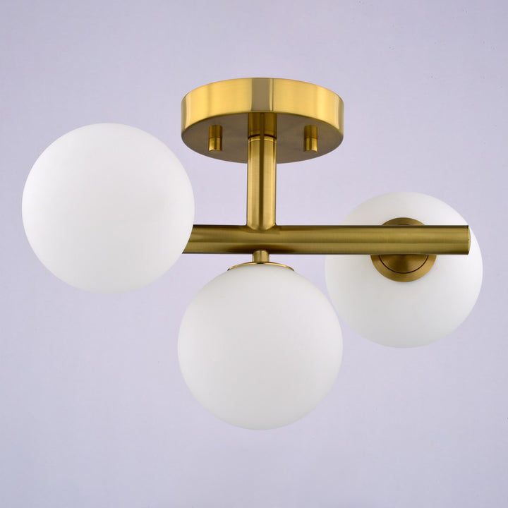 13-In. W 3 Light Semi-Flush Mount Harvest Gold