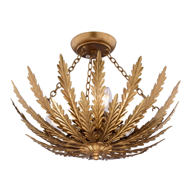 18-In. W 3 Light Semi-Flush Mount Heritage Gold by Vaxcel International