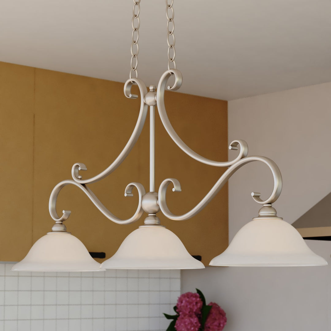 3 Light Linear Chandelier Brushed Nickel