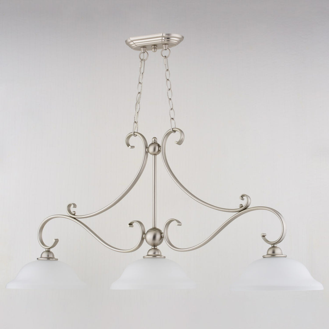 3 Light Linear Chandelier Brushed Nickel