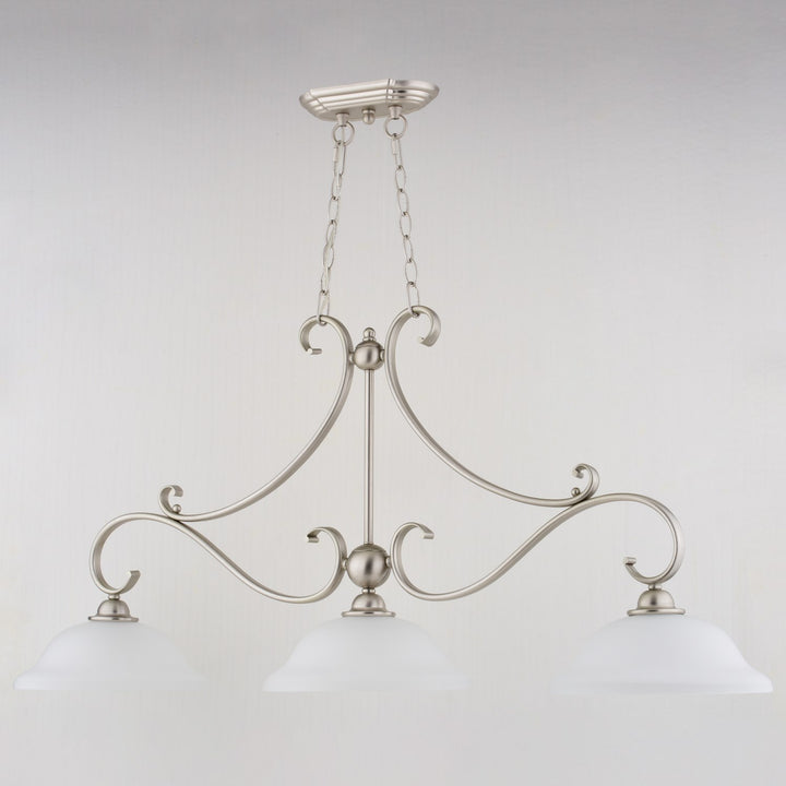3 Light Linear Chandelier Brushed Nickel