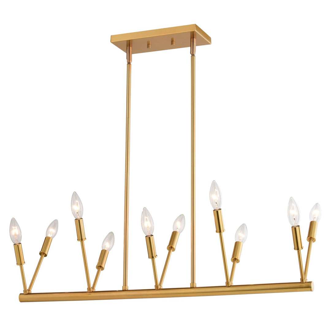 32.25-In. W 10 Light Linear Chandelier Natural Brass by Vaxcel International