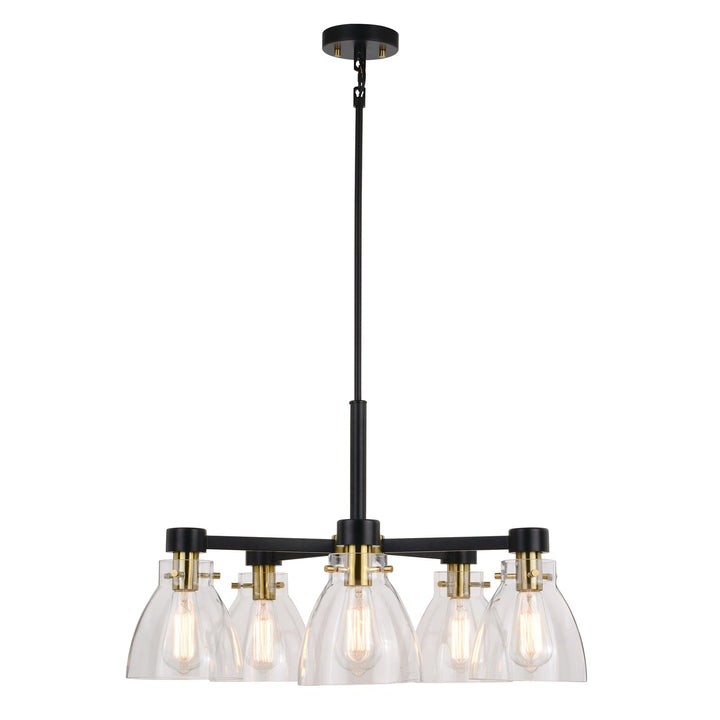 27-In. 5 Light Chandelier Black And Gold