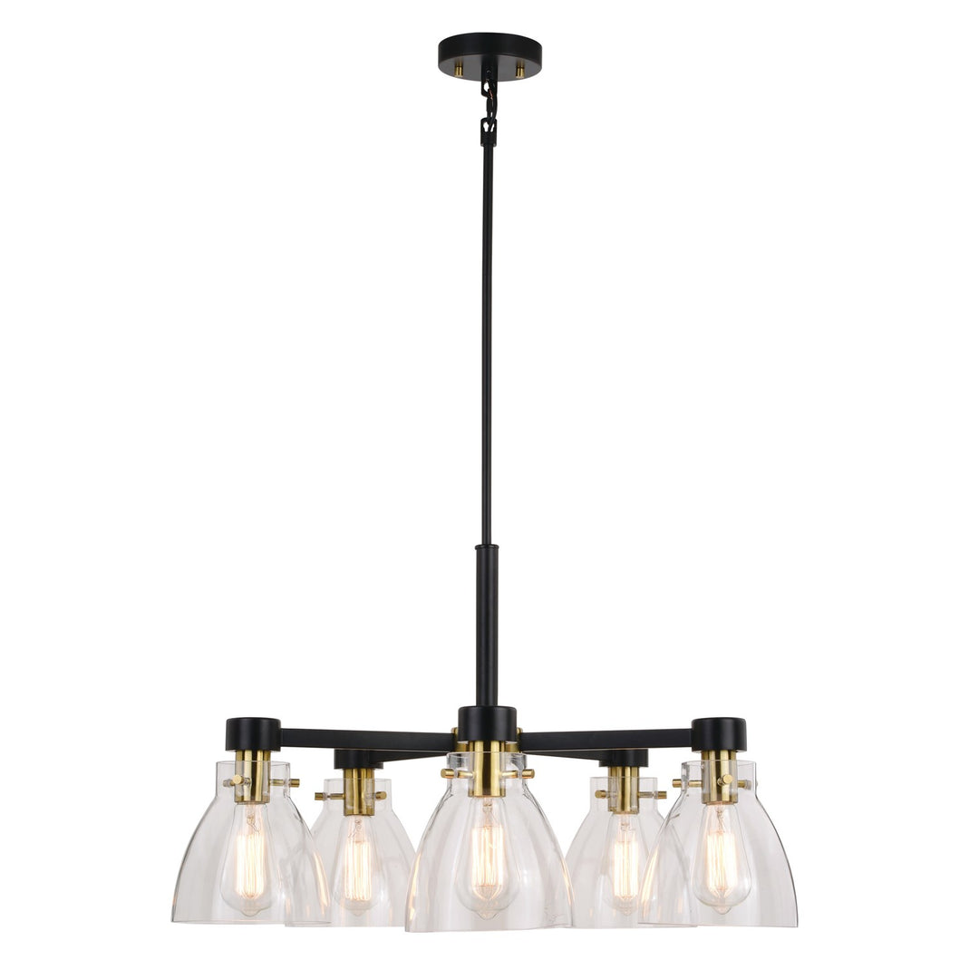 27-In. 5 Light Chandelier Black And Gold