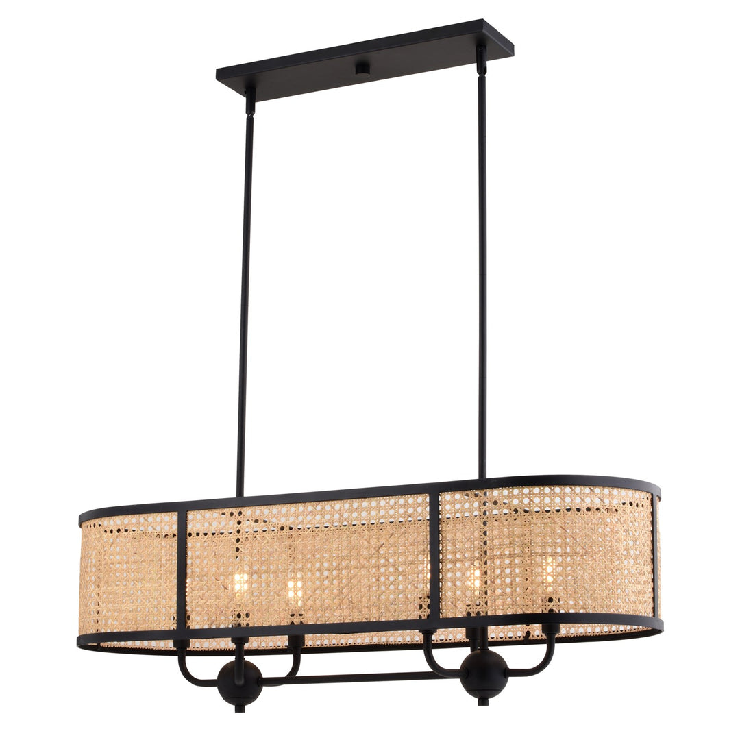 36-In. W 6 Light Linear Chandelier Matte Black by Vaxcel International