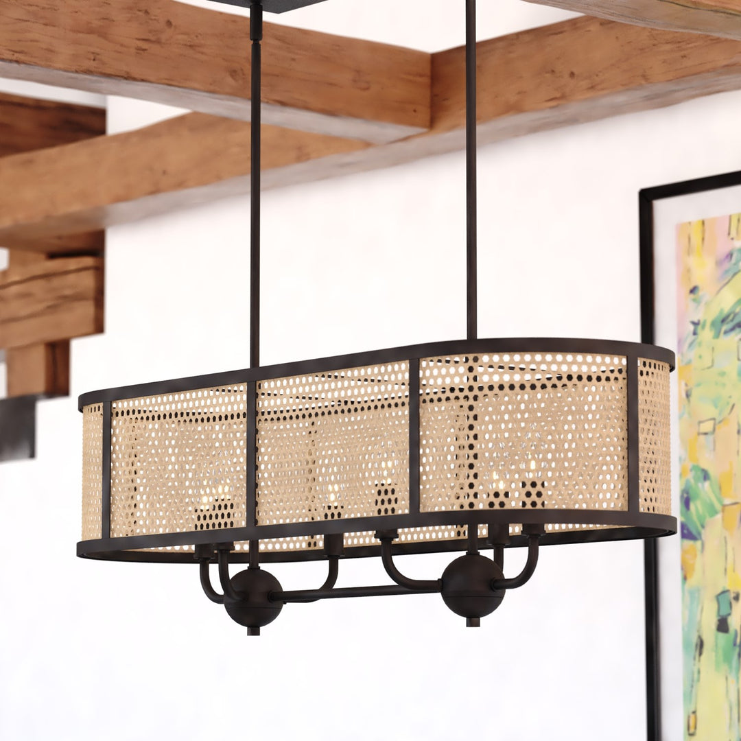 36-In. W 6 Light Linear Chandelier Matte Black