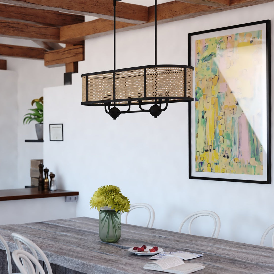 36-In. W 6 Light Linear Chandelier Matte Black