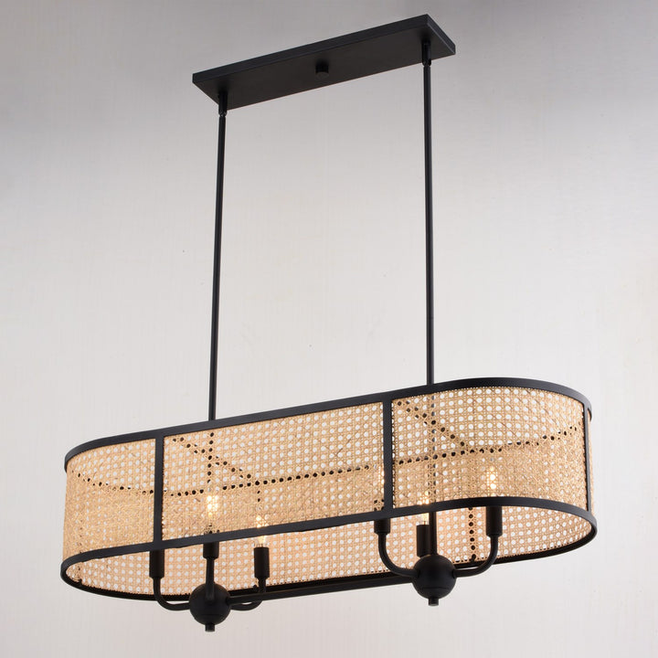 36-In. W 6 Light Linear Chandelier Matte Black