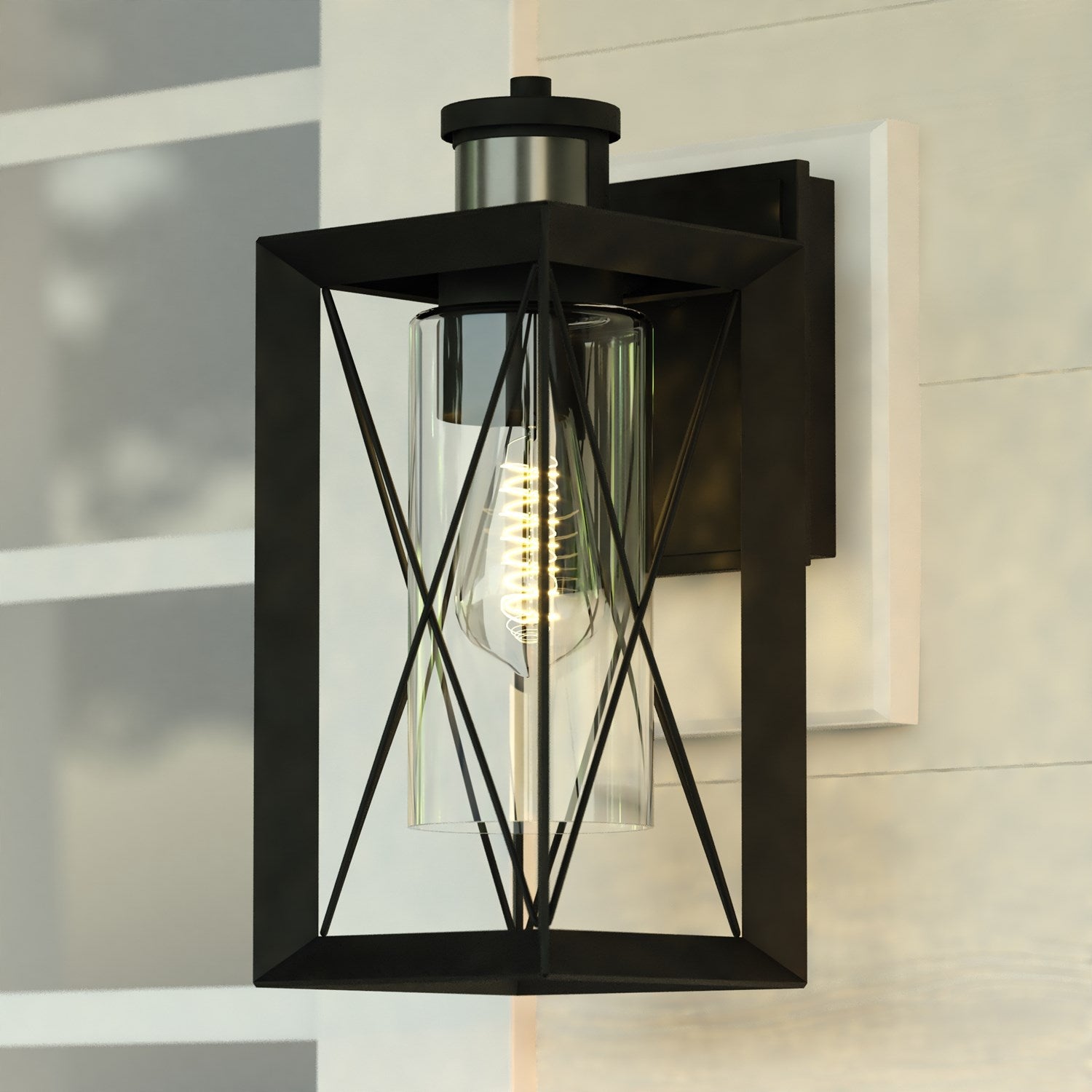 Dualux 6-In. W Outdoor Motion Sensor Wall Light Matte Black