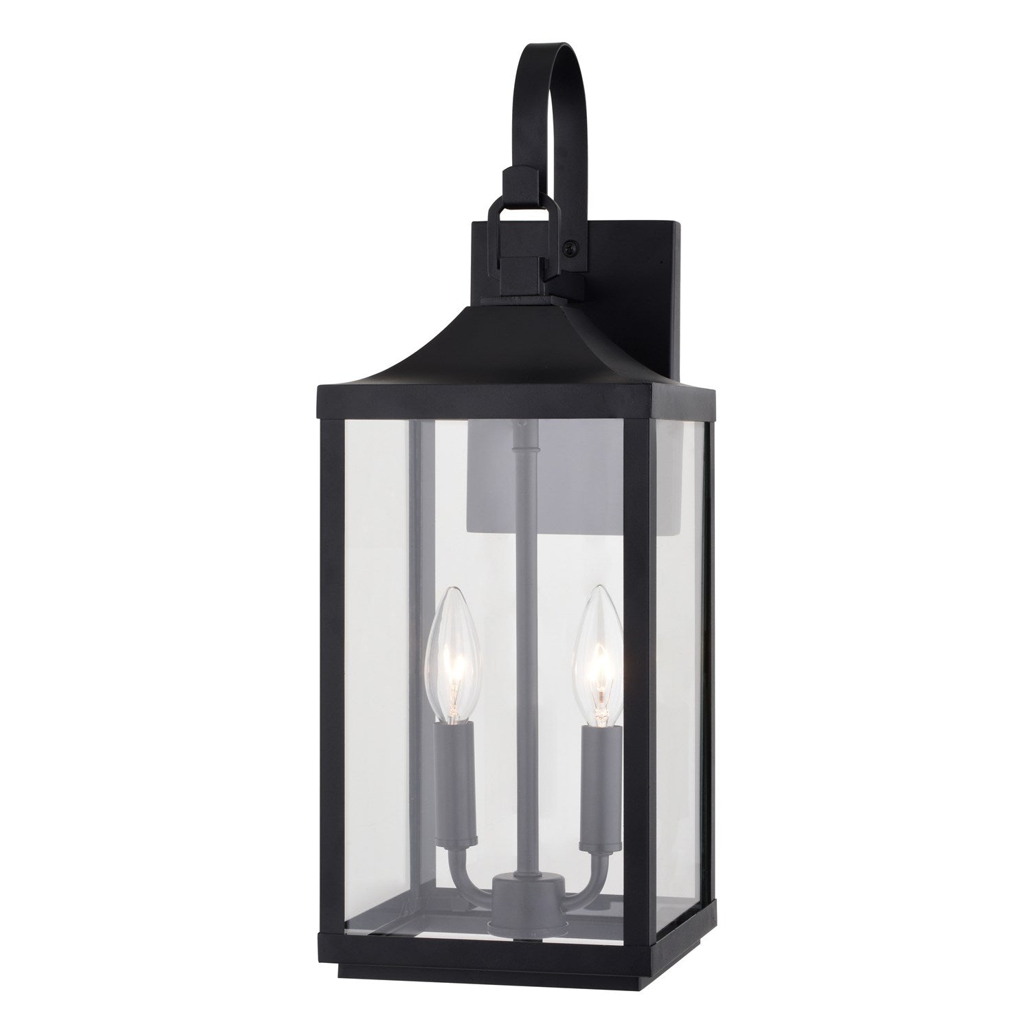 7-In. W 2 Light Outdoor Wall Light Textured Black by Vaxcel International
