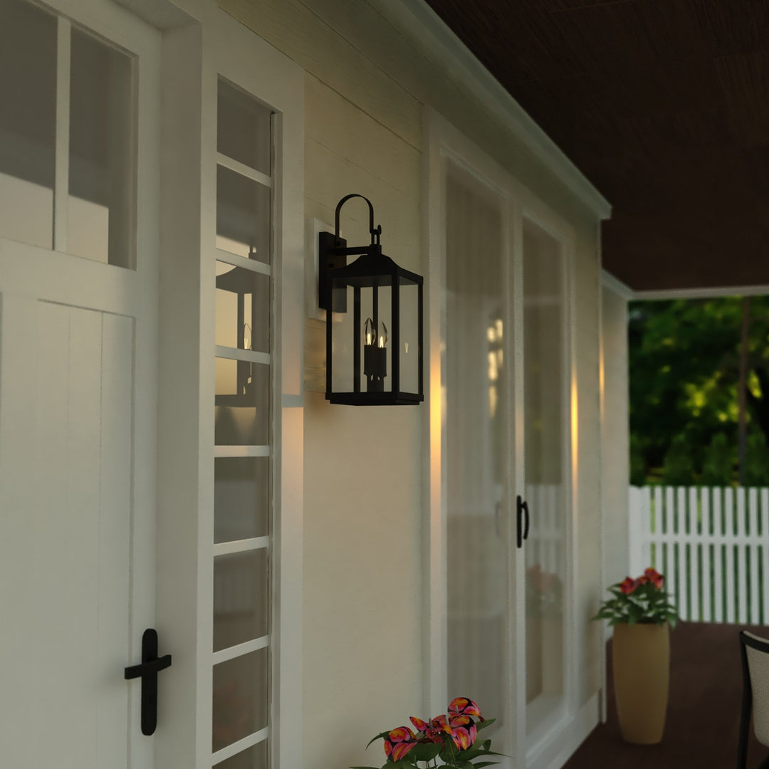7-In. W 2 Light Outdoor Wall Light Textured Black