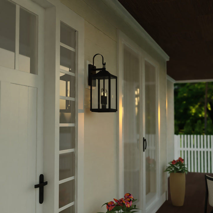 7-In. W 2 Light Outdoor Wall Light Textured Black