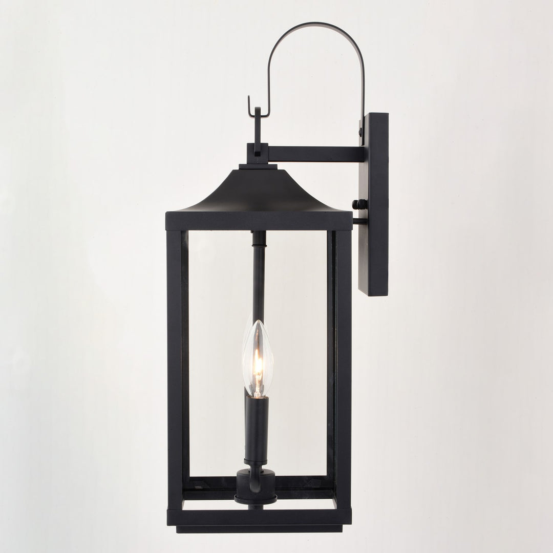 7-In. W 2 Light Outdoor Wall Light Textured Black