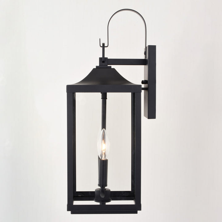 7-In. W 2 Light Outdoor Wall Light Textured Black