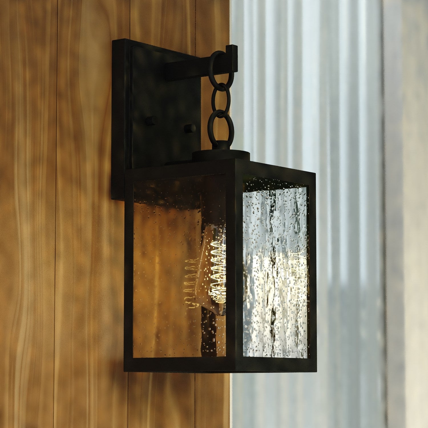6-In. W Outdoor Wall Light Textured Black