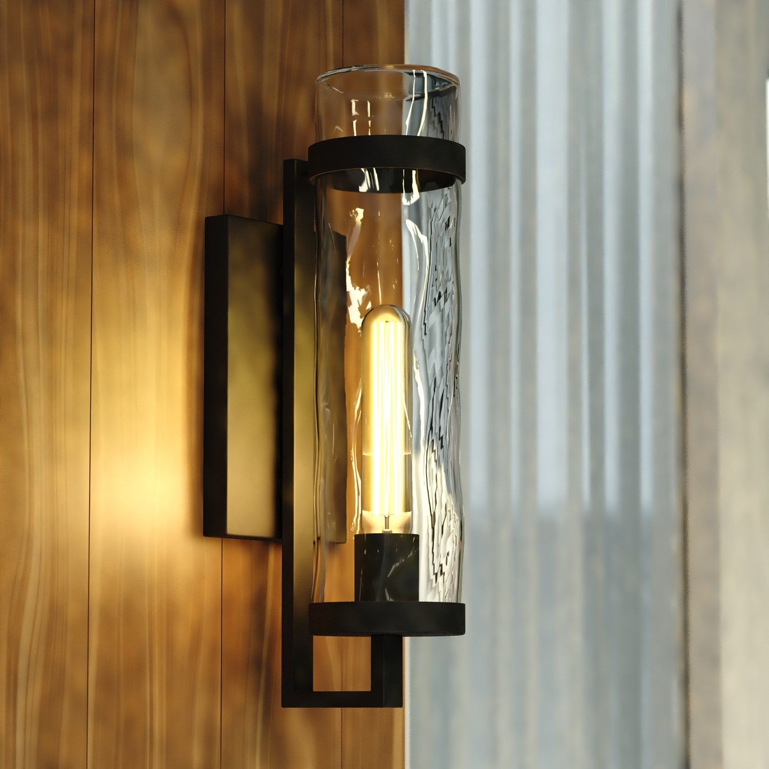15.5-In. H Outdoor Wall Light Textured Black