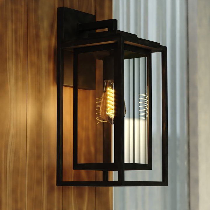 7-In. W Outdoor Wall Light Textured Black