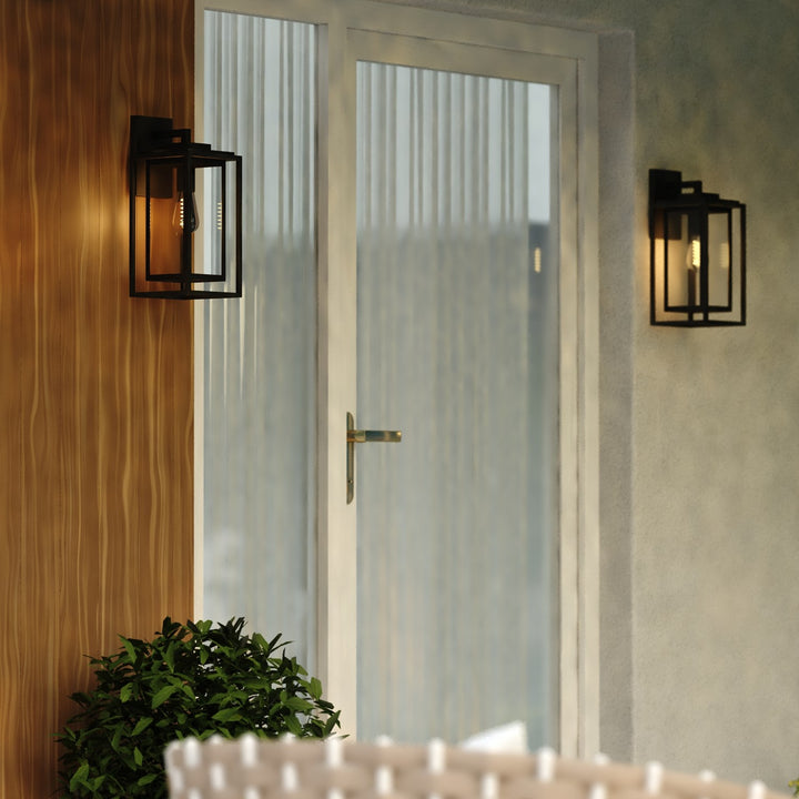 7-In. W Outdoor Wall Light Textured Black