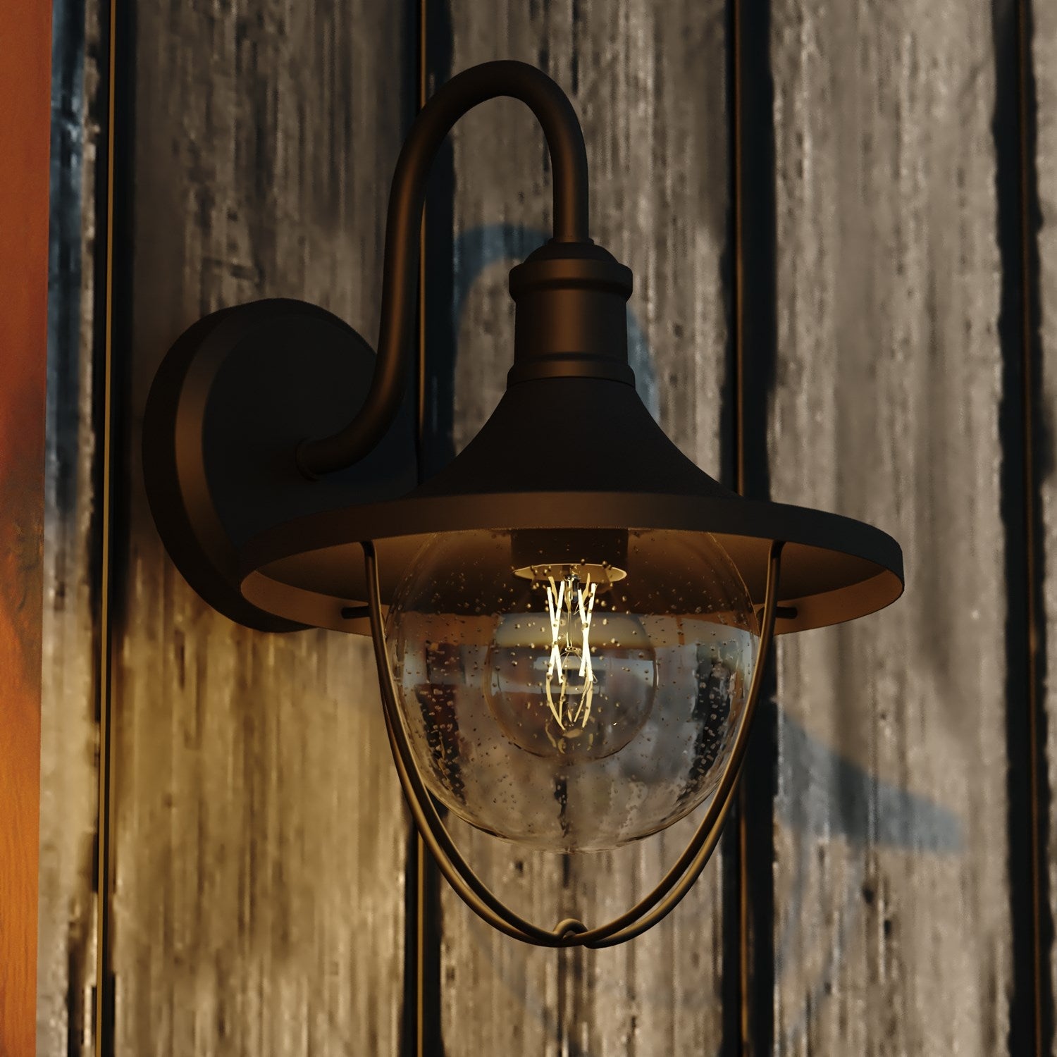9-In. W Outdoor Wall Light Textured Black