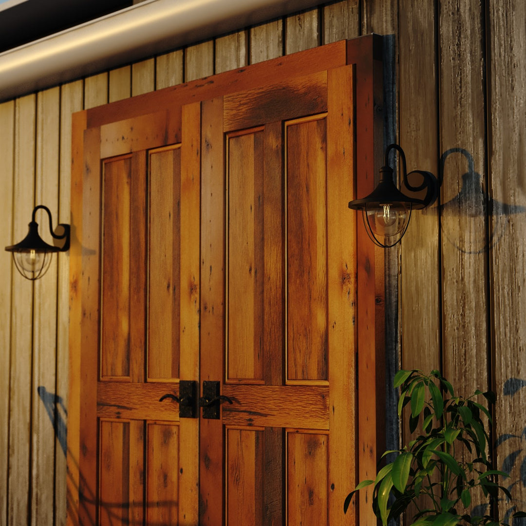 9-In. W Outdoor Wall Light Textured Black