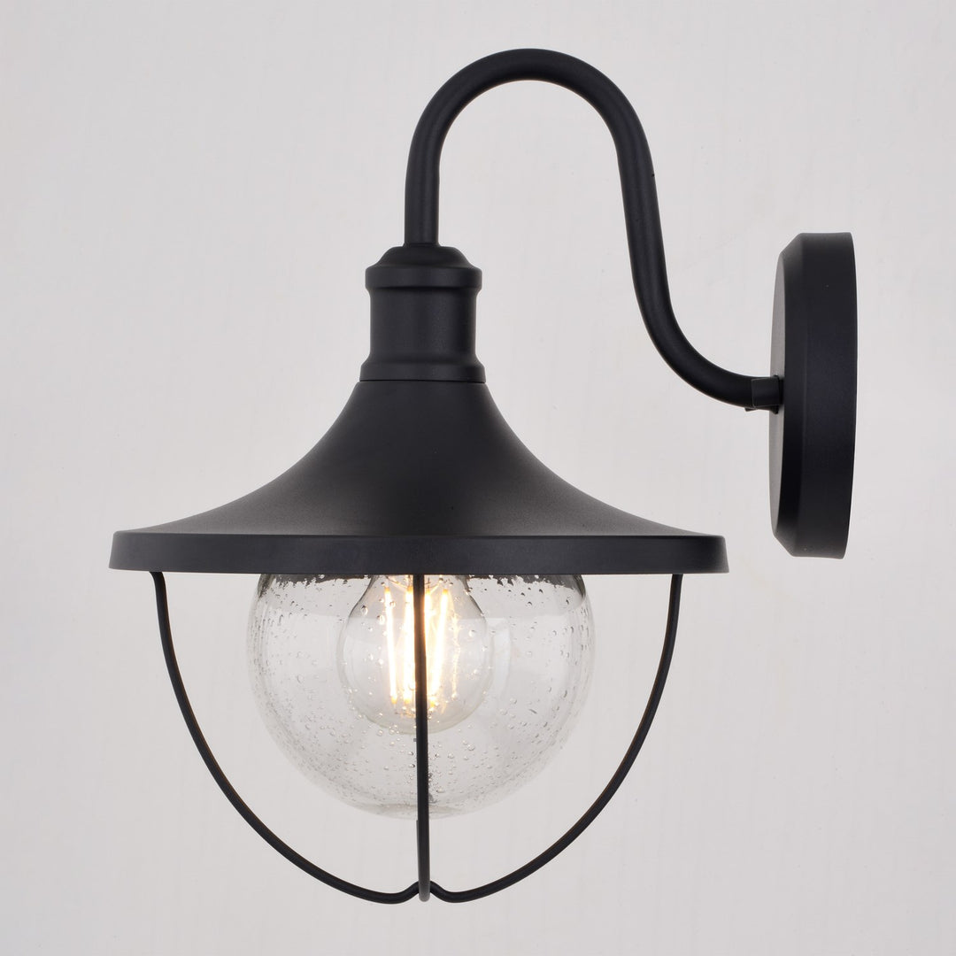 9-In. W Outdoor Wall Light Textured Black