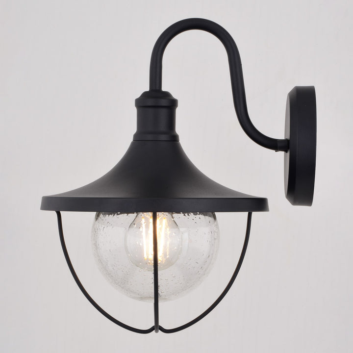 9-In. W Outdoor Wall Light Textured Black