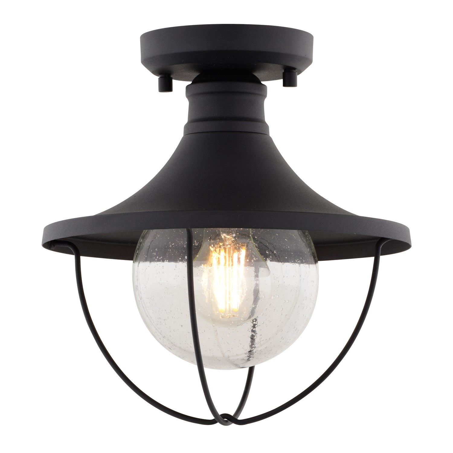 10-In. W Outdoor Semi-Flush Mount Textured Black by Vaxcel International
