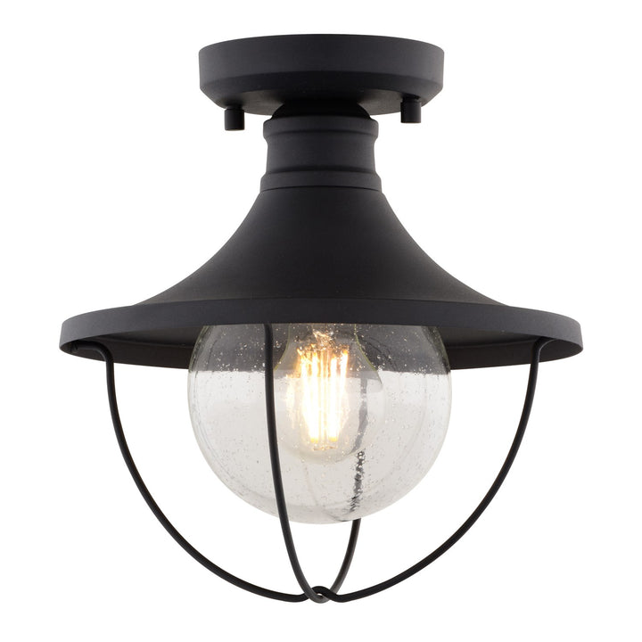 10-In. W Outdoor Semi-Flush Mount Textured Black by Vaxcel International