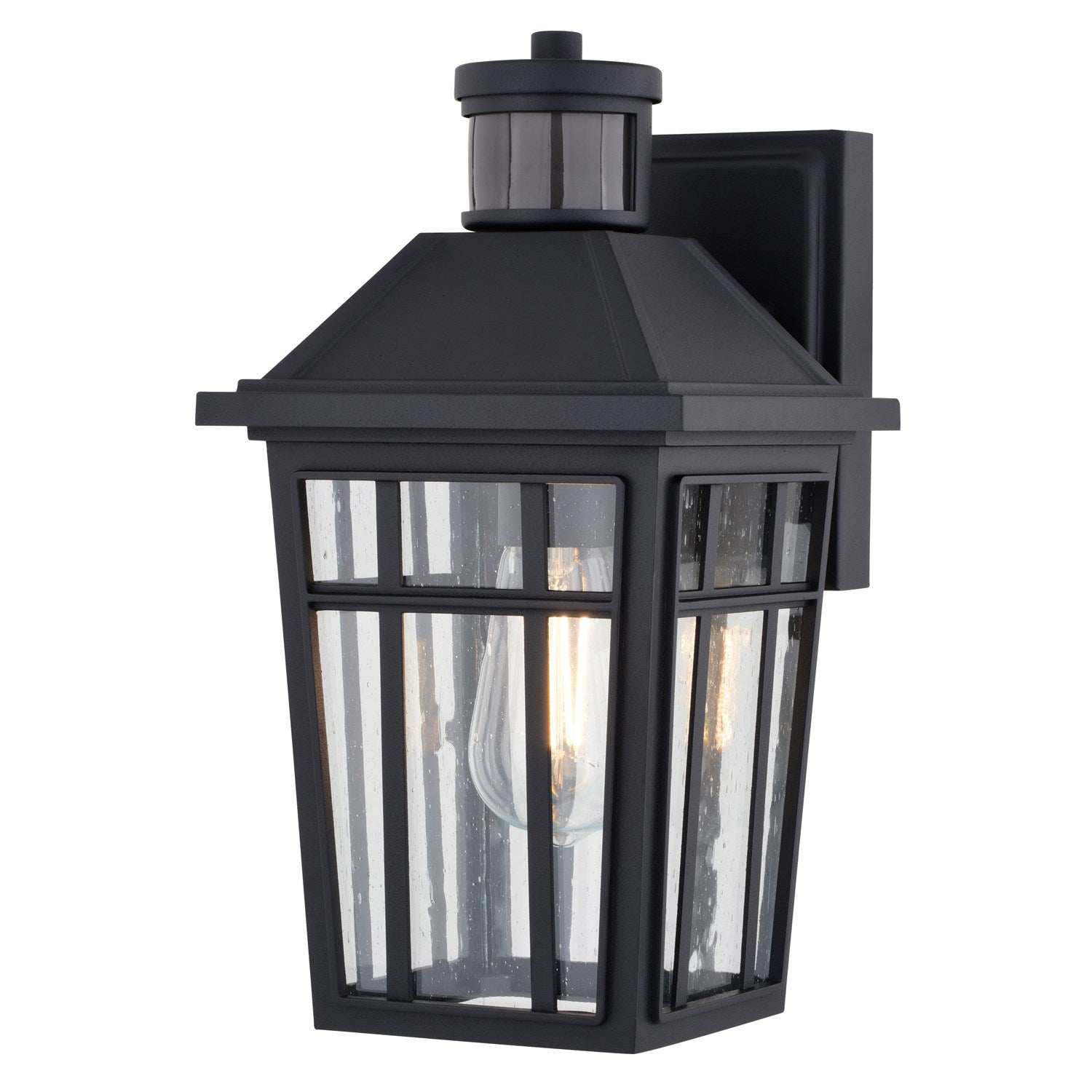 12.25-In. H Outdoor Motion Sensor Wall Light Textured Black by Vaxcel International