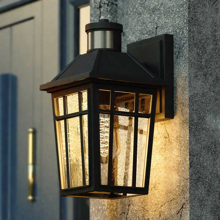 12.25-In. H Outdoor Motion Sensor Wall Light Textured Black