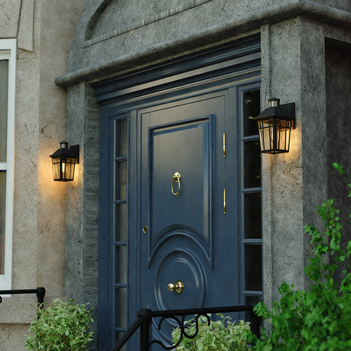 12.25-In. H Outdoor Motion Sensor Wall Light Textured Black