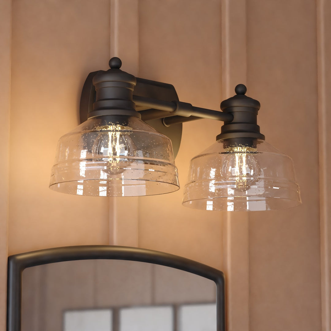 17-In. W 2 Light Vanity Light Black