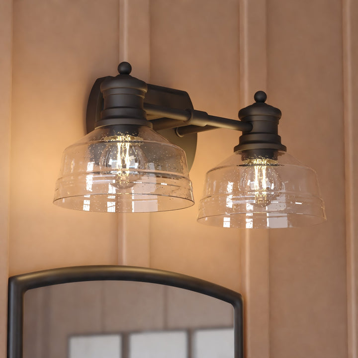 17-In. W 2 Light Vanity Light Black