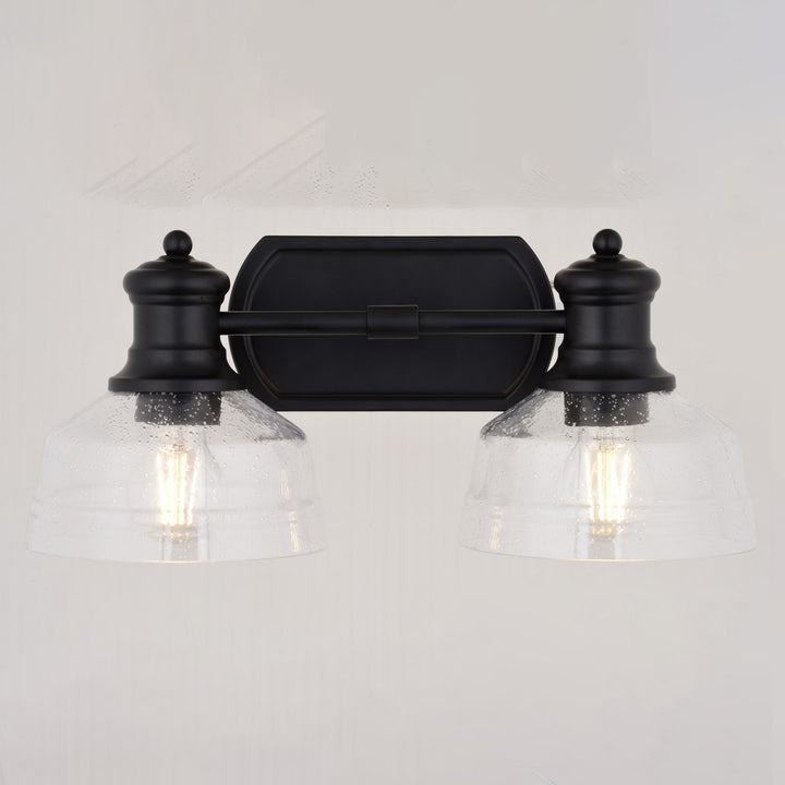 17-In. W 2 Light Vanity Light Black