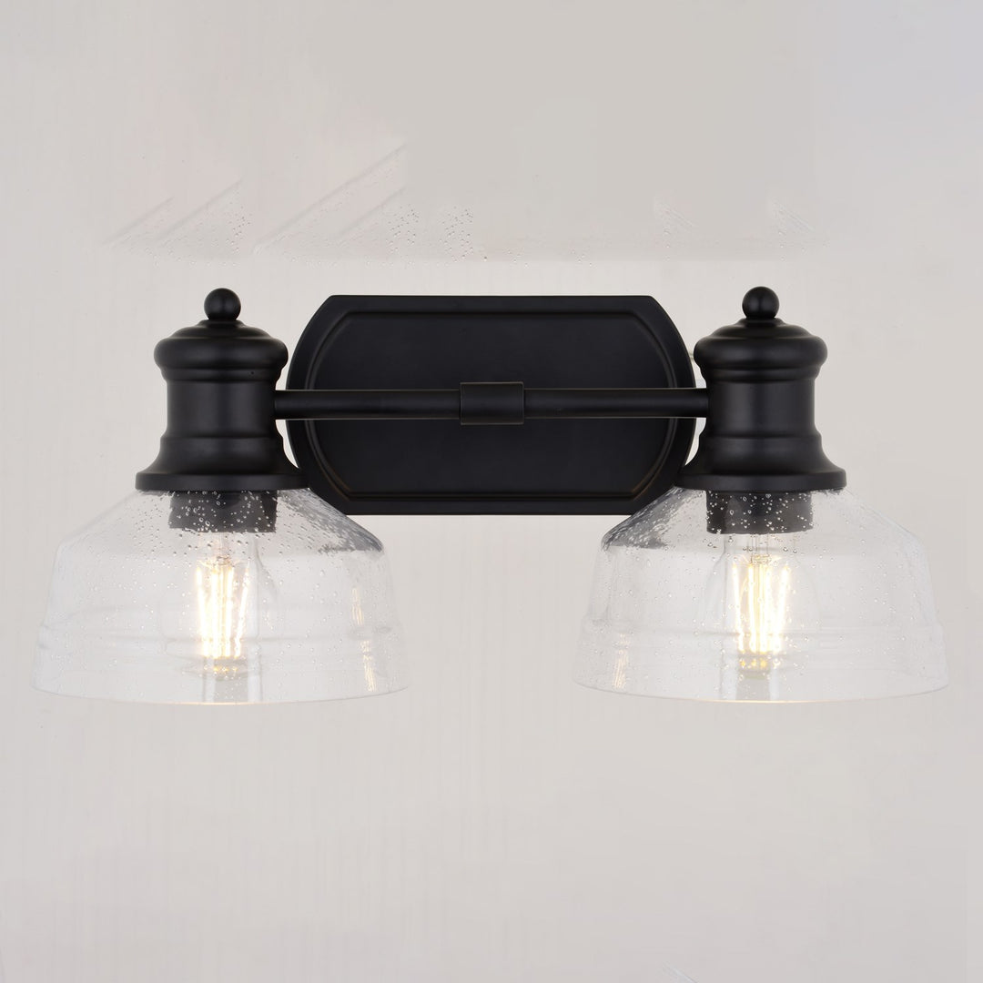 17-In. W 2 Light Vanity Light Black