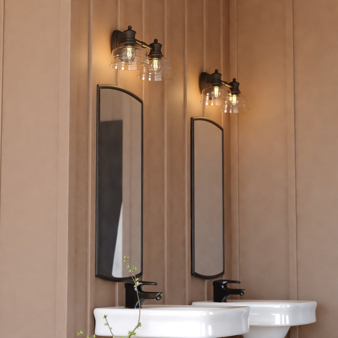 17-In. W 2 Light Vanity Light Black