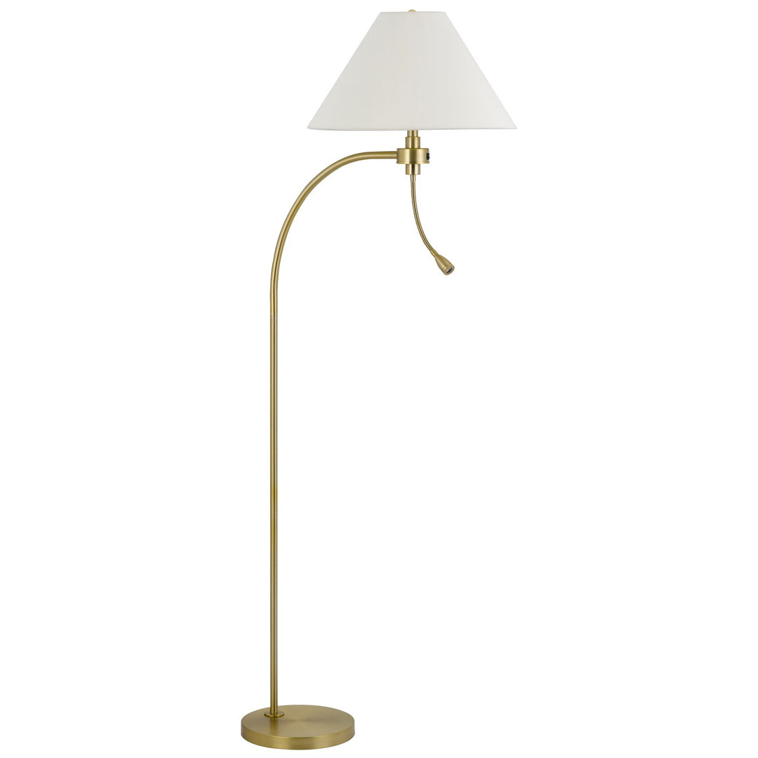100W 3 Way  Mini Arc Metal Floor Lamp With Gooseneck 2W Led Reading Light by CAL Lighting