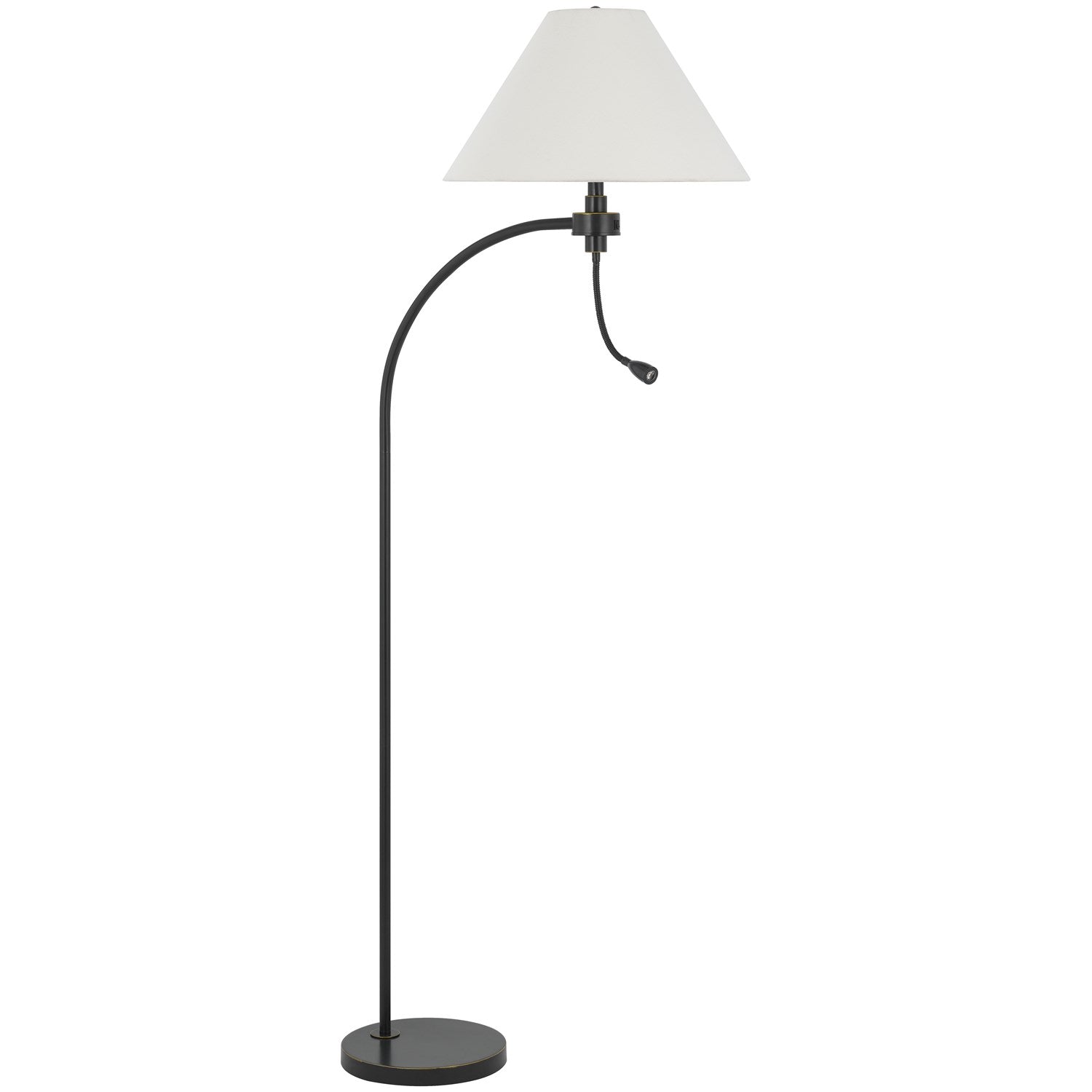 100W 3 Way  Mini Arc Metal Floor Lamp With Gooseneck 2W Led Reading Light by CAL Lighting