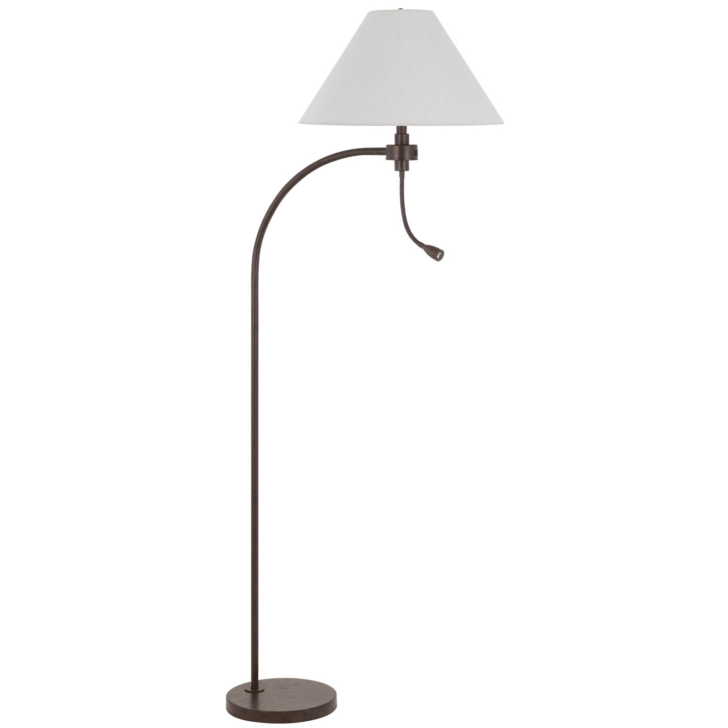 100W 3 Way  Mini Arc Metal Floor Lamp With Gooseneck 2W Led Reading Light by CAL Lighting