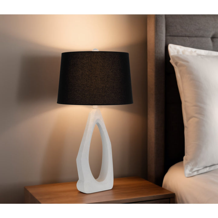 150W 3 Way  Resin Table Lamp With Black Hardback Fabric Shade