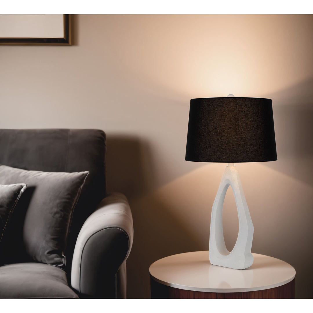 150W 3 Way  Resin Table Lamp With Black Hardback Fabric Shade
