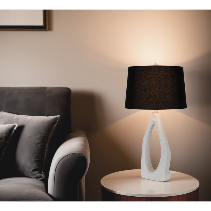 150W 3 Way  Resin Table Lamp With Black Hardback Fabric Shade