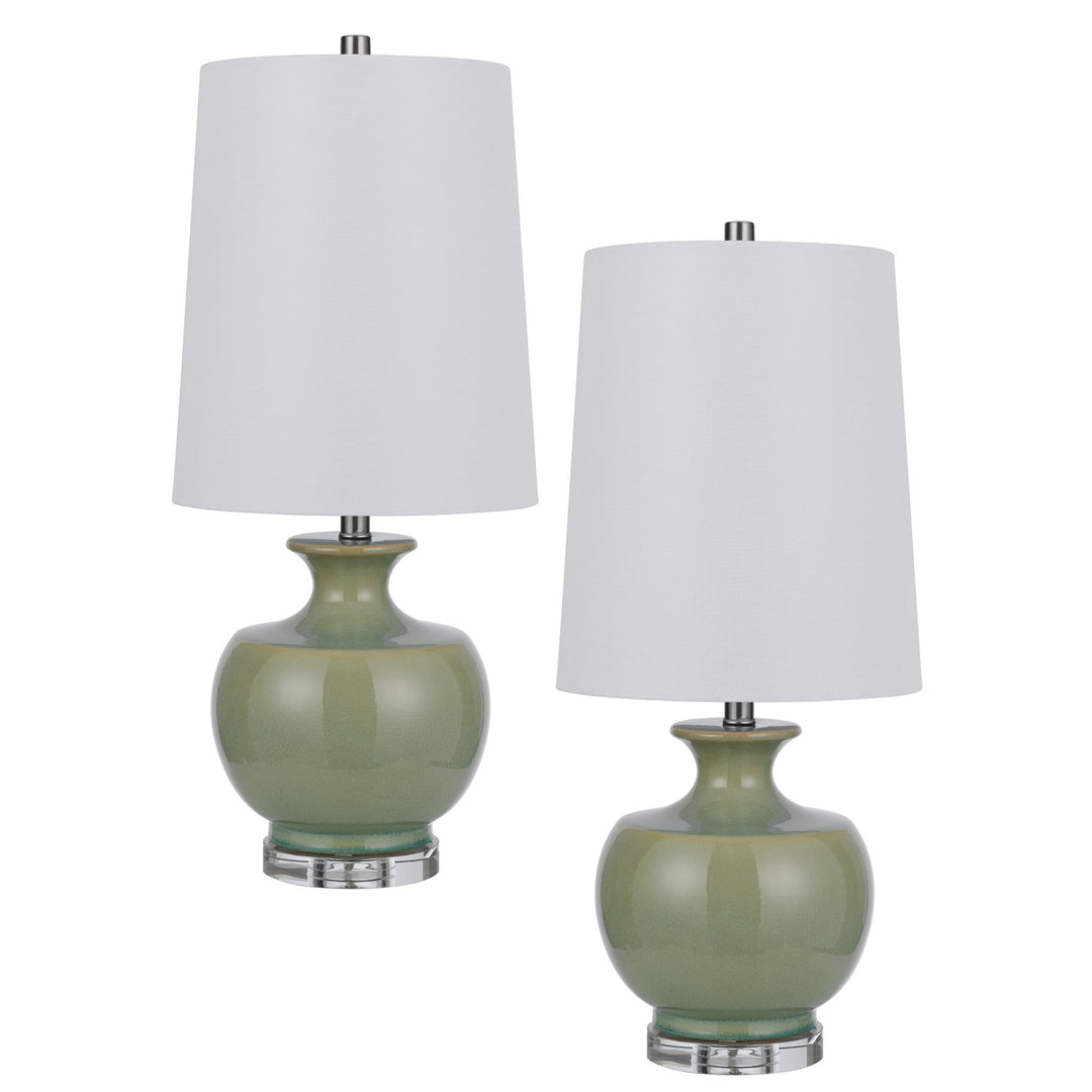 100W  Ceramic Table Lamp With Crystal Base. Sold In Pairs by CAL Lighting