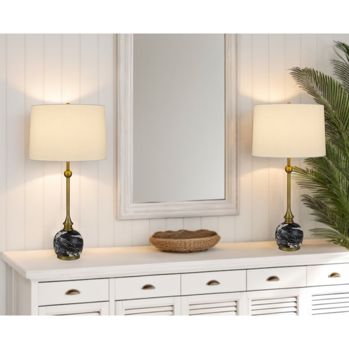 150W 3 Way  Metal Table Lamp With Marble Stone Base